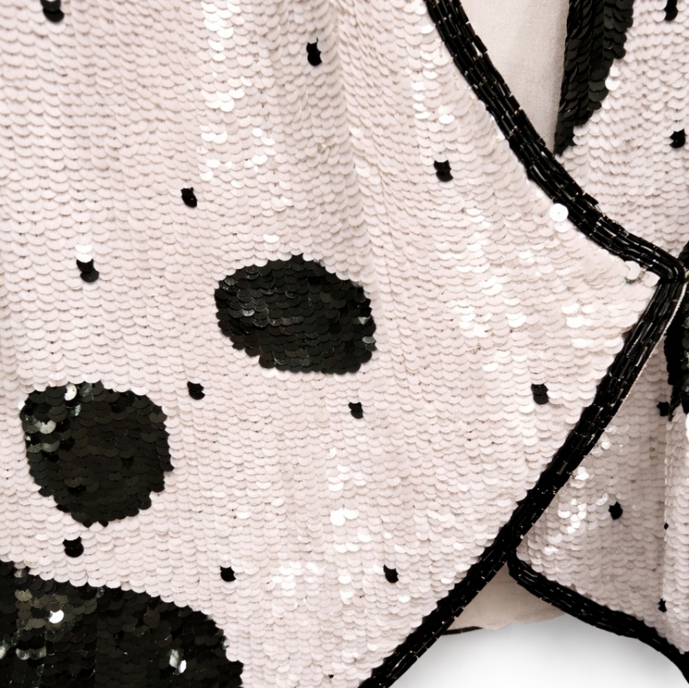 Creative Creations | Vintage Black White Silk Sequin Jacket - Picture 11 of 12